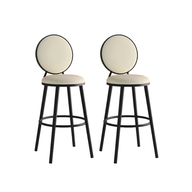 Modern Armless Backrest Counter Stool Iron Bar Stool with Pedal for Cafe