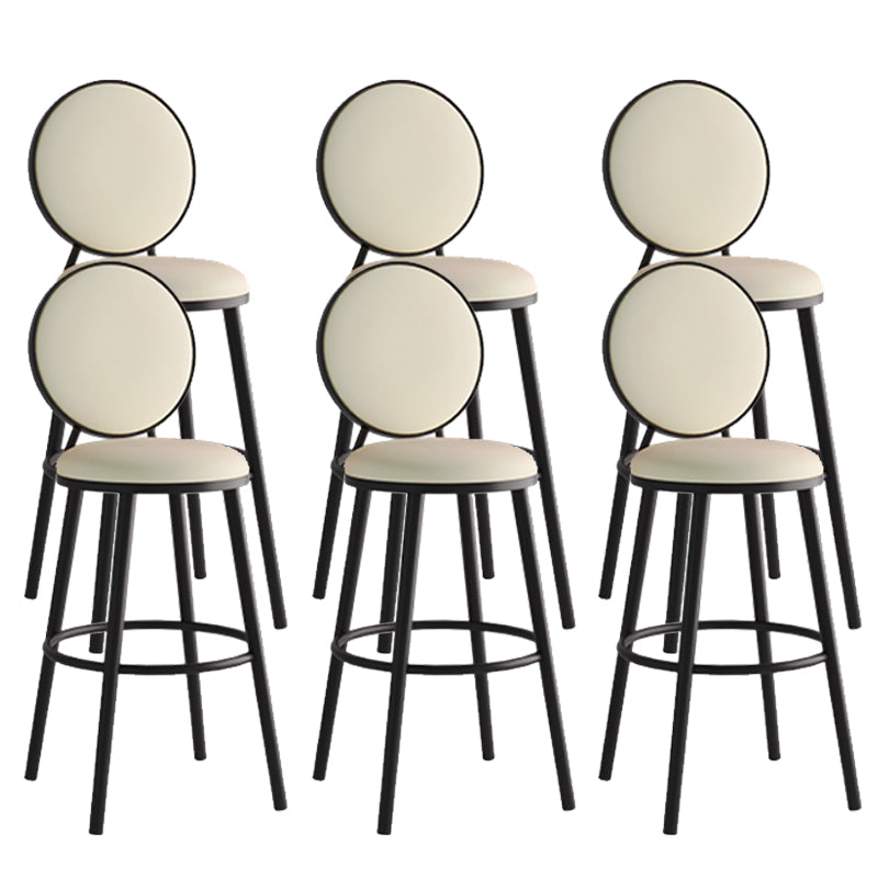 Modern Armless Backrest Counter Stool Iron Bar Stool with Pedal for Cafe