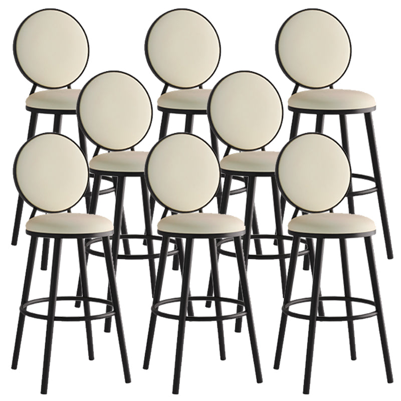 Modern Armless Backrest Counter Stool Iron Bar Stool with Pedal for Cafe