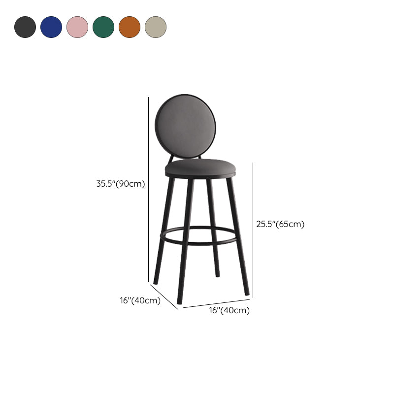 Modern Armless Backrest Counter Stool Iron Bar Stool with Pedal for Cafe