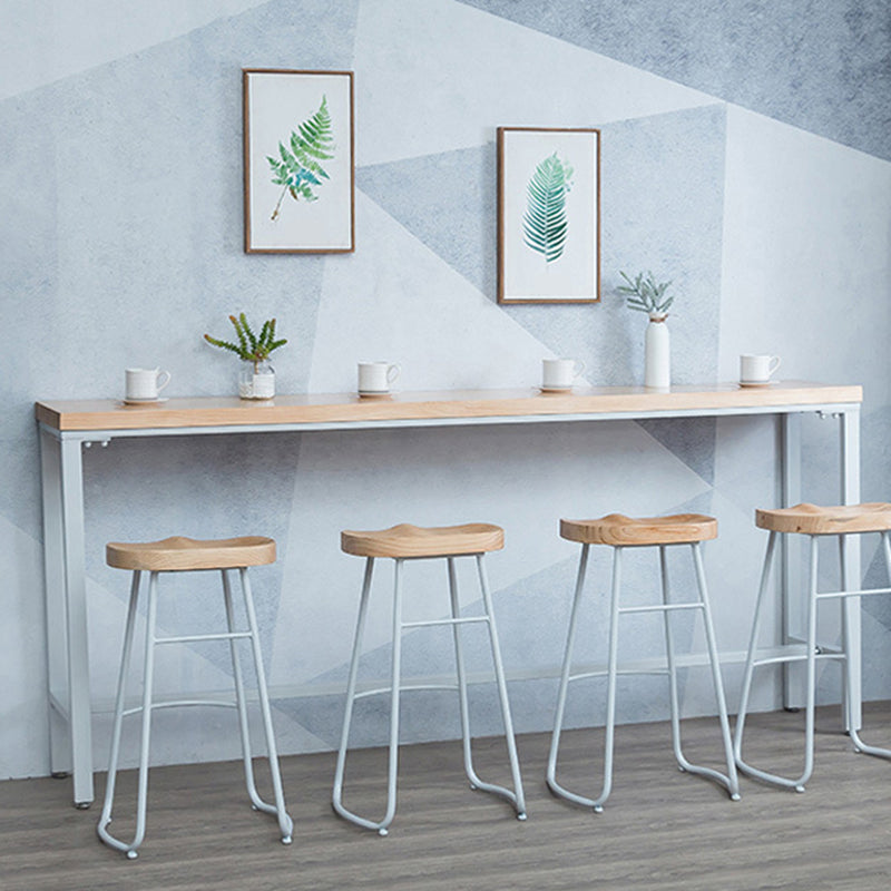 Modern Bar Height Table Solid Wood Top Bistro Bar Table with White Base