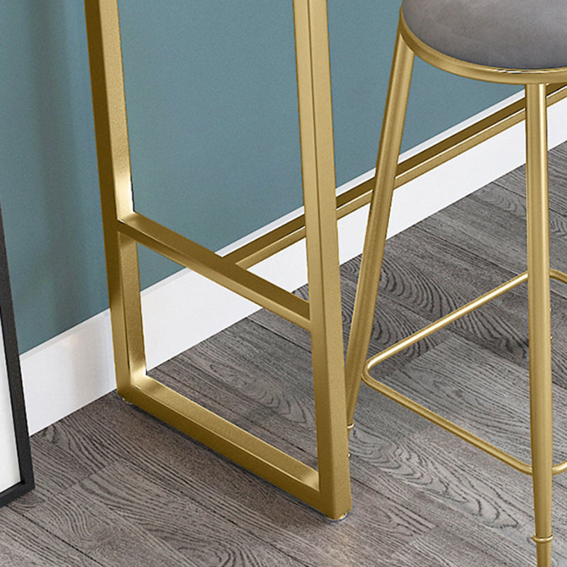 Glam Bar Height Table White Faux Marble Top Bistro Bar Table with Metal Base