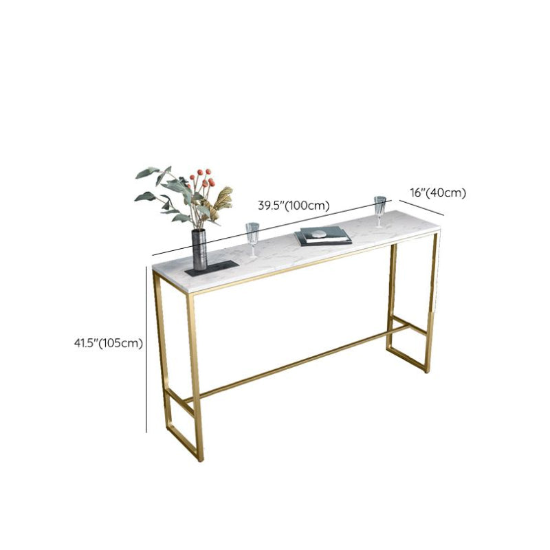 Glam Bar Height Table White Faux Marble Top Bistro Bar Table with Metal Base