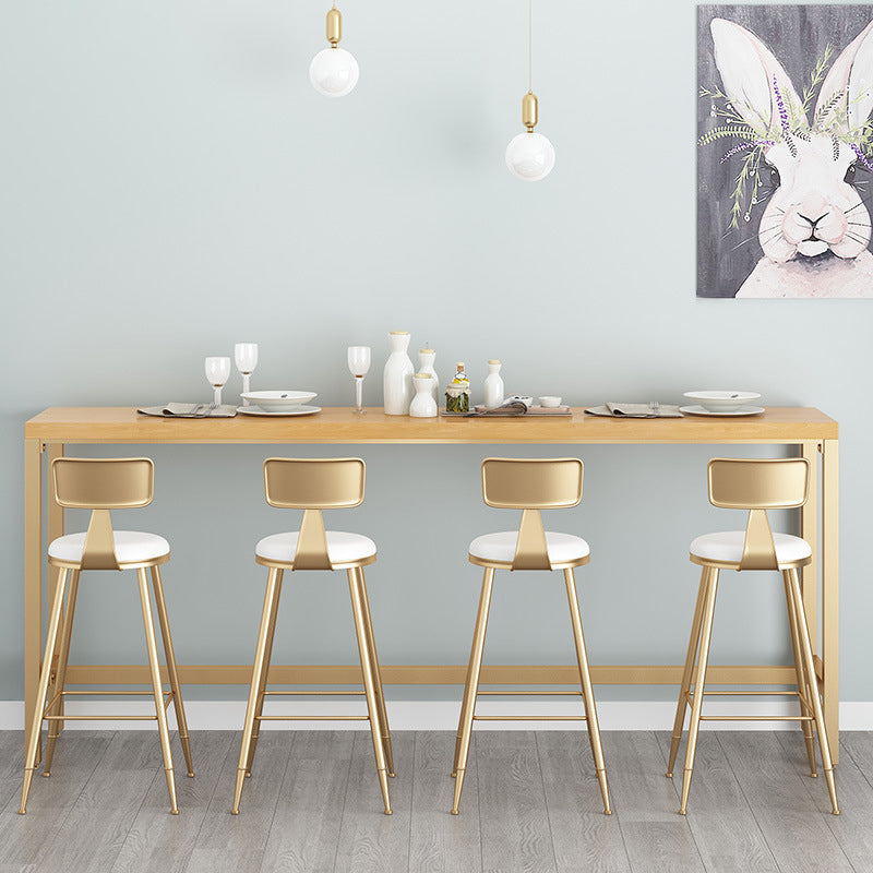 Glam Bar Height Table Solid Wood Top Bistro Bar Table with Gold Base