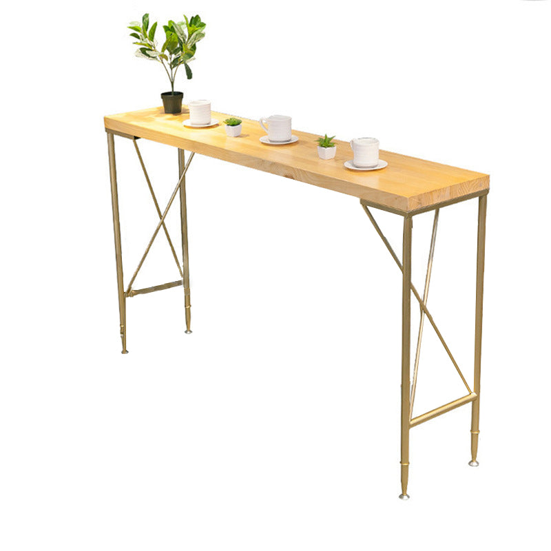 Glam Bar Height Table Solid Wood Top Bistro Bar Table with Metal Base