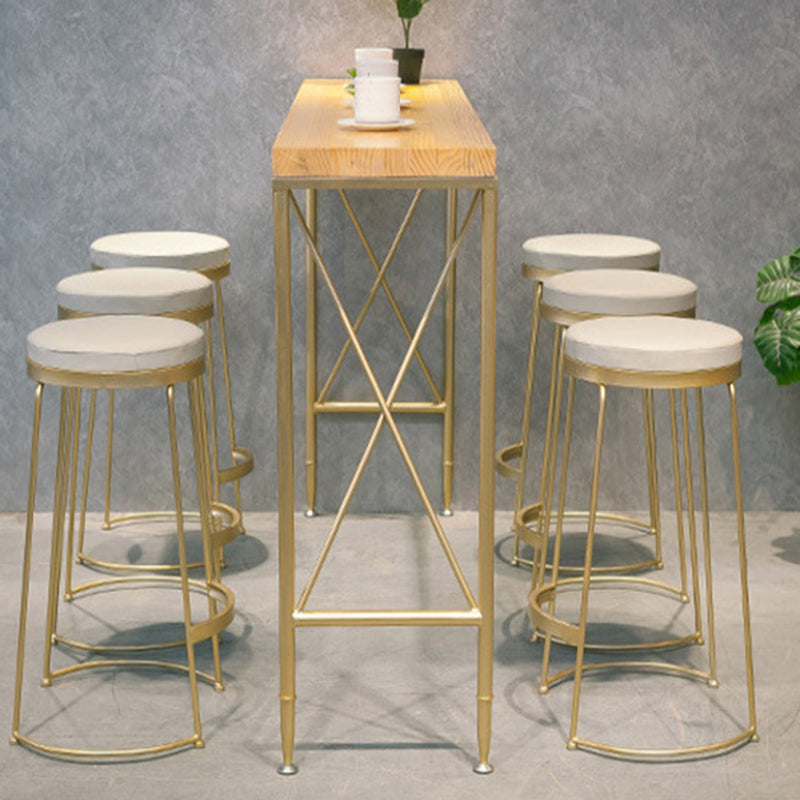 Glam Bar Height Table Solid Wood Top Bistro Bar Table with Metal Base