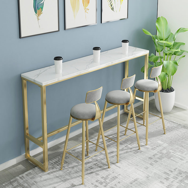 White Faux Marble Table Modern Style Bistro Table with Gold Base