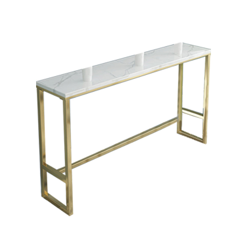 White Faux Marble Table Modern Style Bistro Table with Gold Base