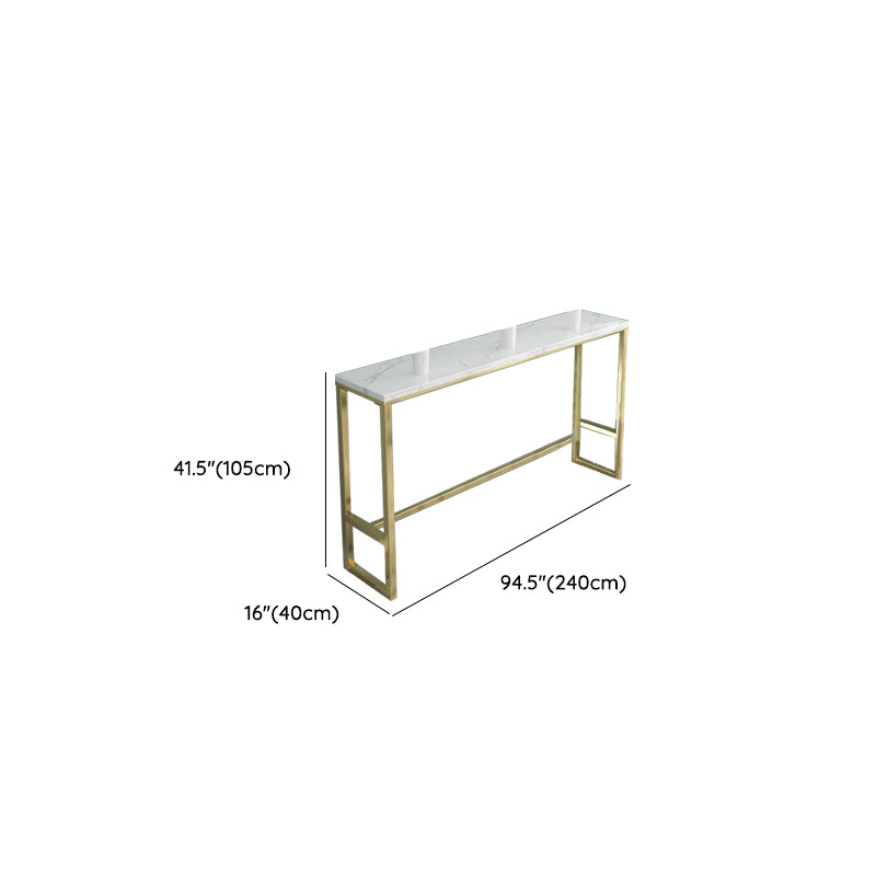 White Faux Marble Table Modern Style Bistro Table with Gold Base