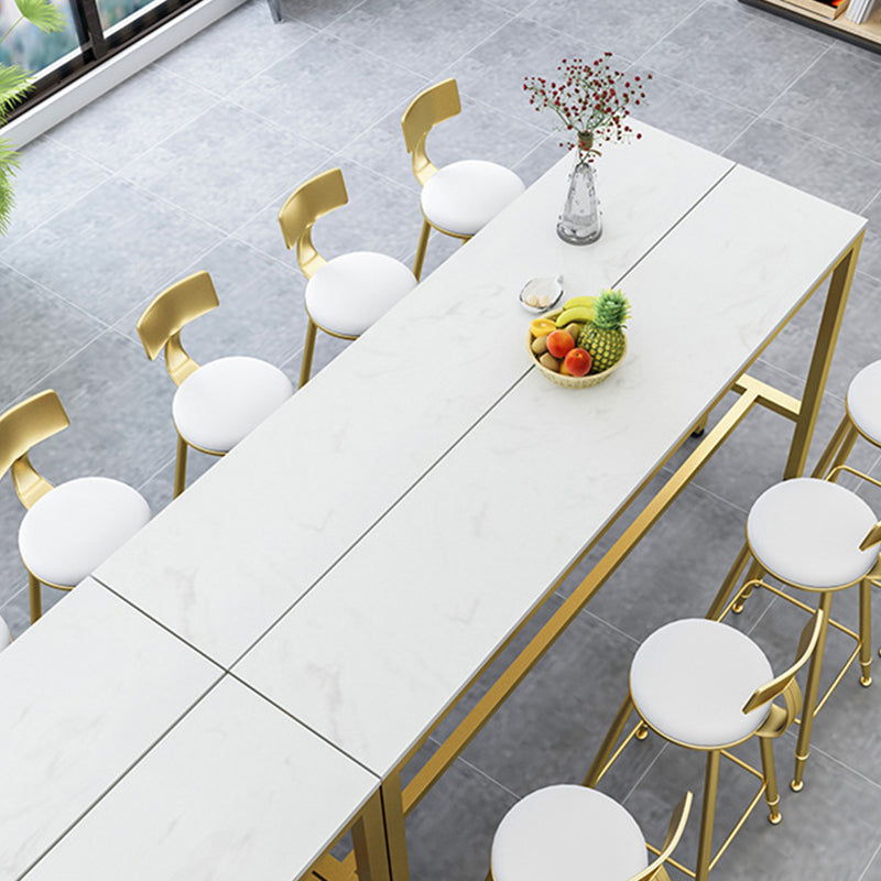 White Faux Marble Table Modern Style Bistro Table for Patio Use