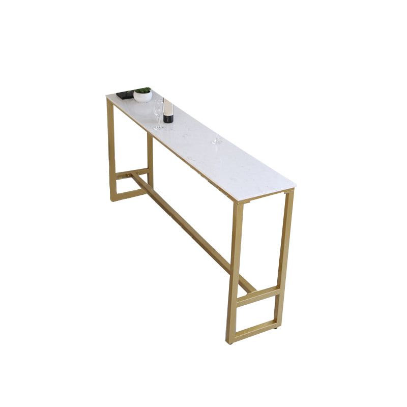 Rectangular Bar Height Table Gold Legs and Metal Base Bar Table for Patio Use