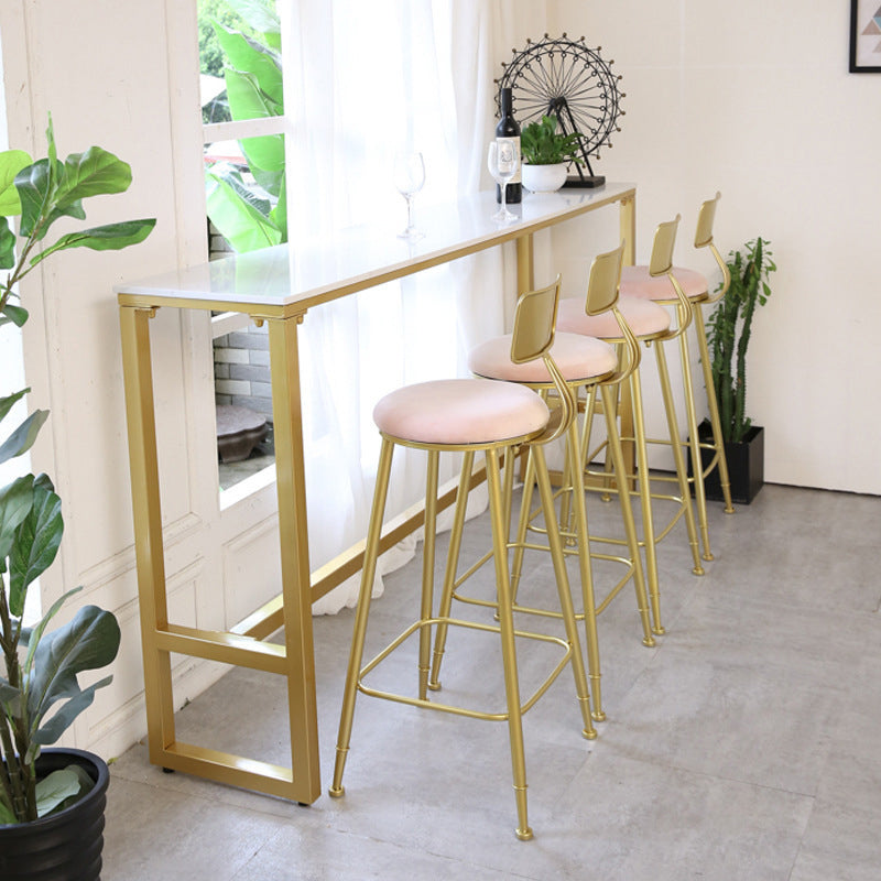 Rectangular Bar Height Table Gold Legs and Metal Base Bar Table for Patio Use