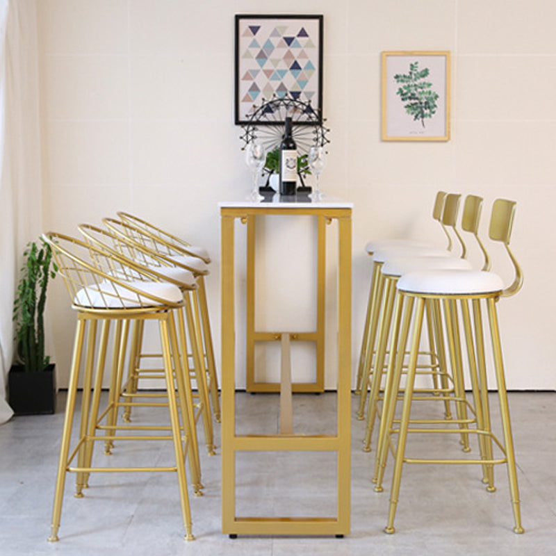 Rectangular Bar Height Table Gold Legs and Metal Base Bar Table for Patio Use