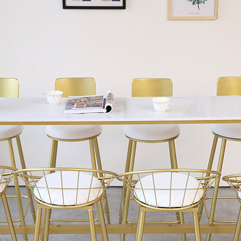 Rectangular Bar Height Table Gold Legs and Metal Base Bar Table for Patio Use