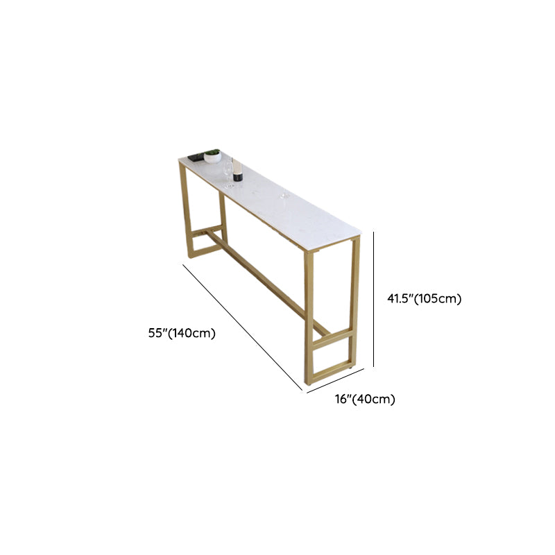 Rectangular Bar Height Table Gold Legs and Metal Base Bar Table for Patio Use