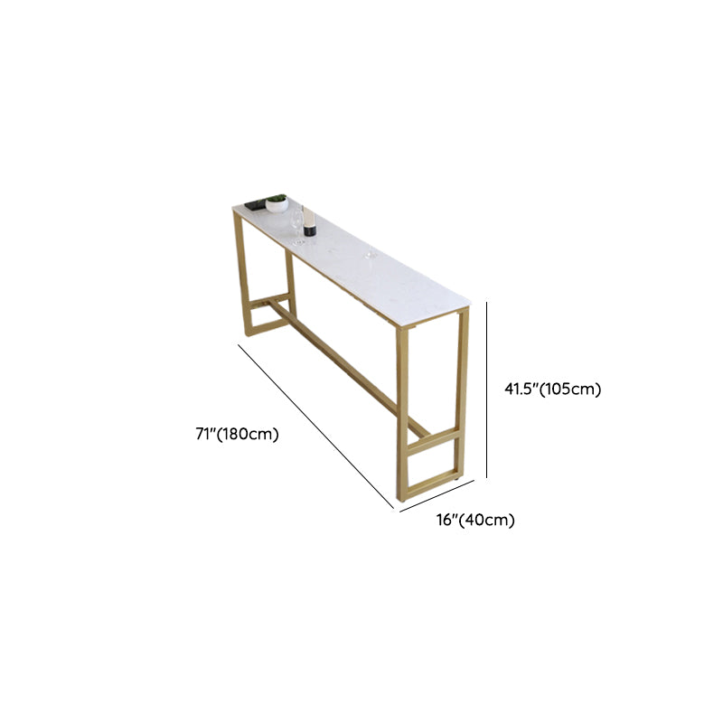 Rectangular Bar Height Table Gold Legs and Metal Base Bar Table for Patio Use