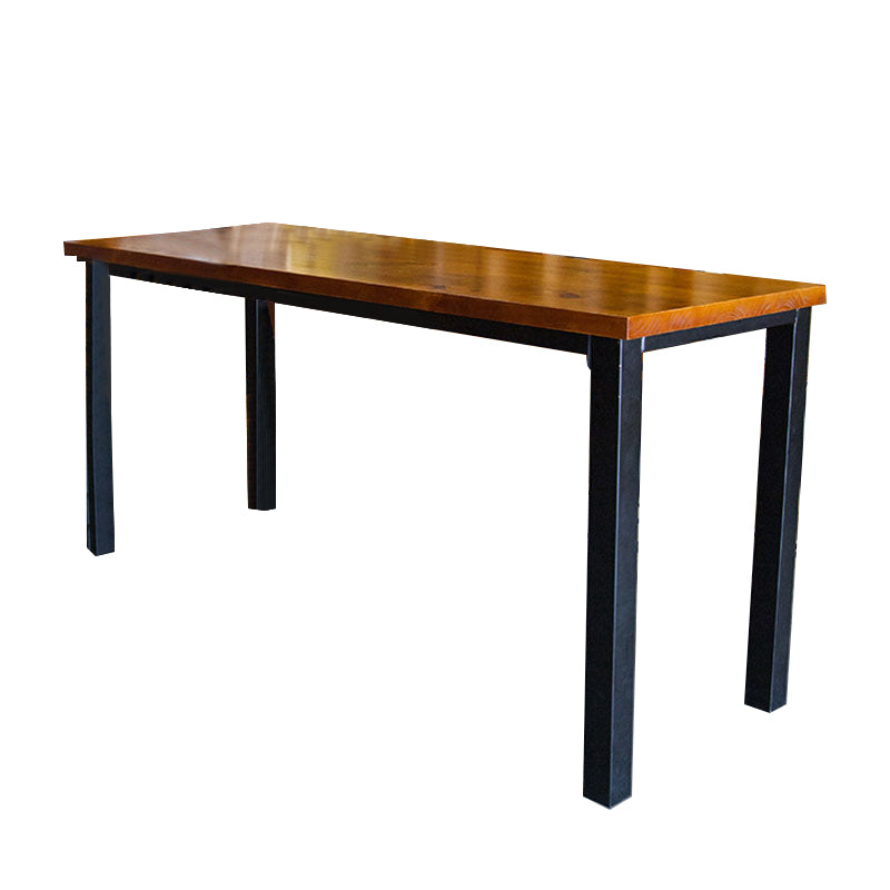 Industrial Style Bistro Bar Desk Solid Wood Rectangle Pub Table in Brown