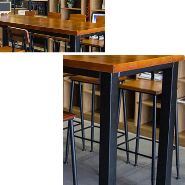 Industrial Style Bistro Bar Desk Solid Wood Rectangle Pub Table in Brown