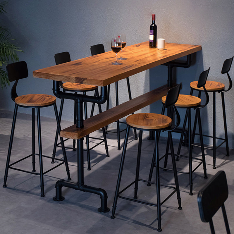 Solid Wood Bar Dining Table Contemporary Rectangle Counter Height Tabl