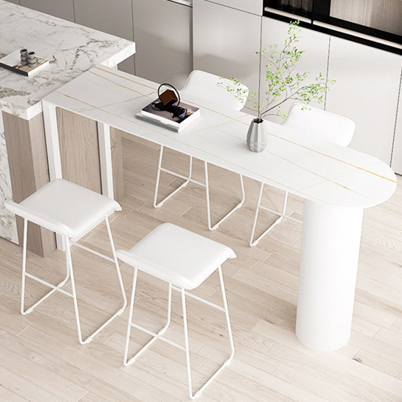 Sintered Stone Bistro Bar Table Double Pedestal Bar Table for Kitchen