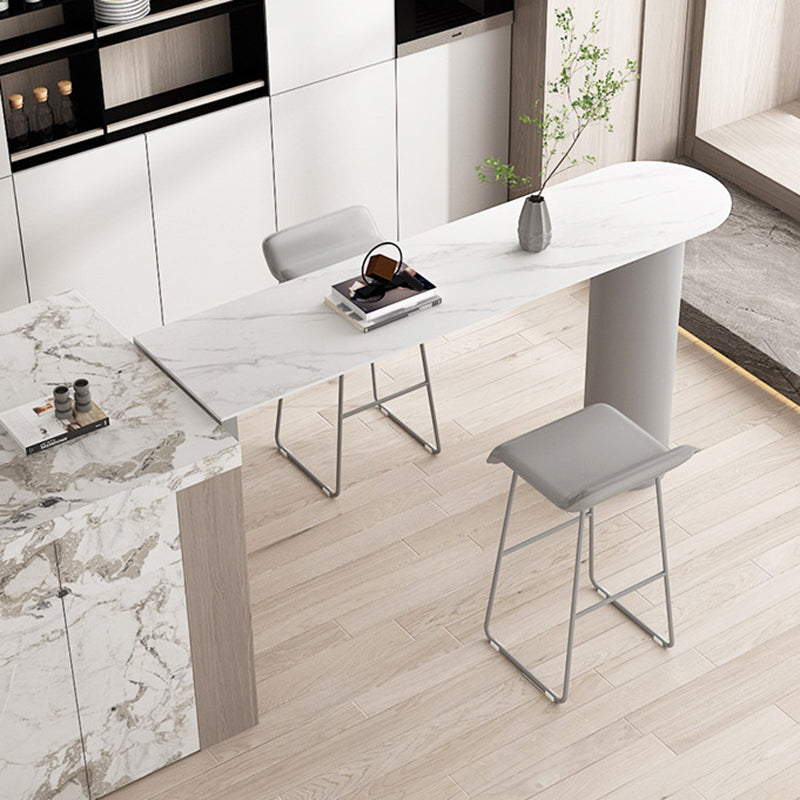 Sintered Stone Bistro Bar Table Double Pedestal Bar Table for Kitchen