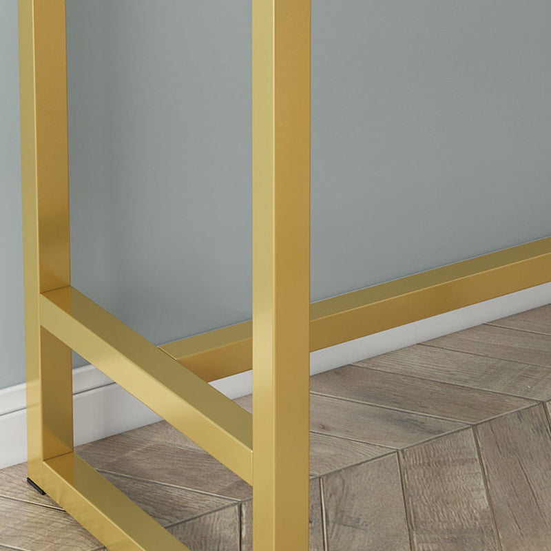 Wooden Top Bistro Bar Table Rectangle Gold Base Bar Table for Home