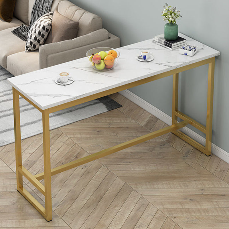 Wooden Top Bistro Bar Table Rectangle Gold Base Bar Table for Home