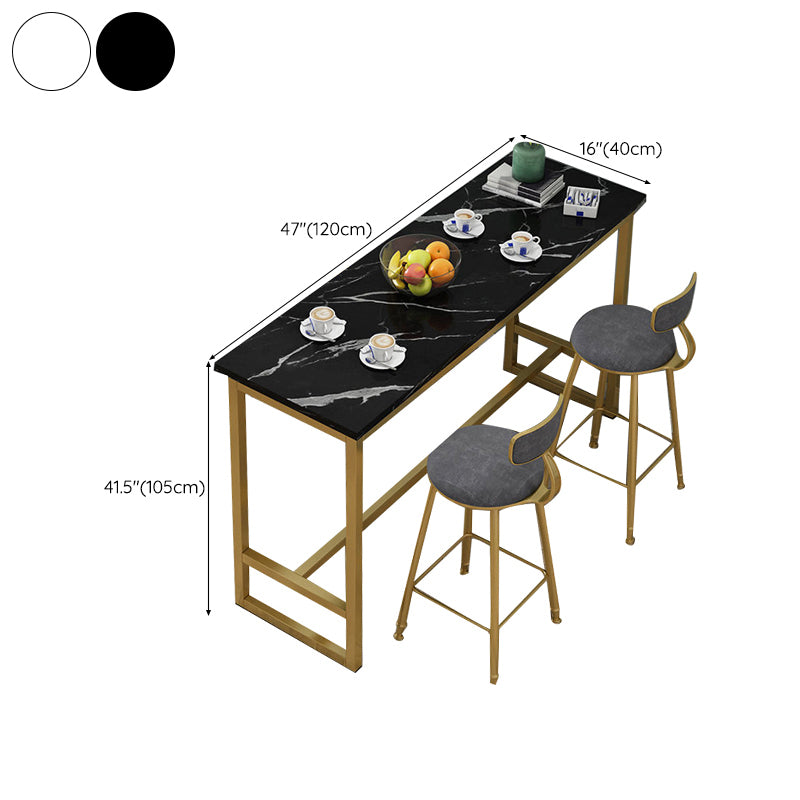 Wooden Top Bistro Bar Table Rectangle Gold Base Bar Table for Home