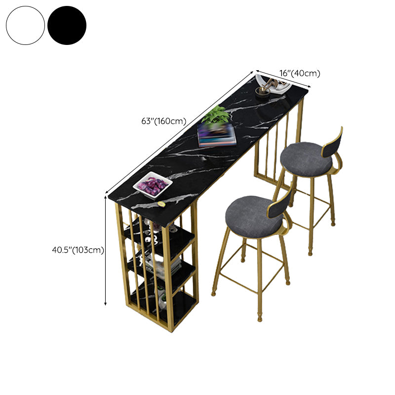 Wooden Top Bistro Bar Table Rectangle Gold Base Bar Table for Home