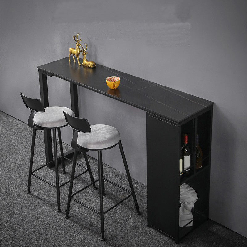 Industrial Style Bistro Bar Desk Stone Rectangle Pub Table for Cafe and Breakroom