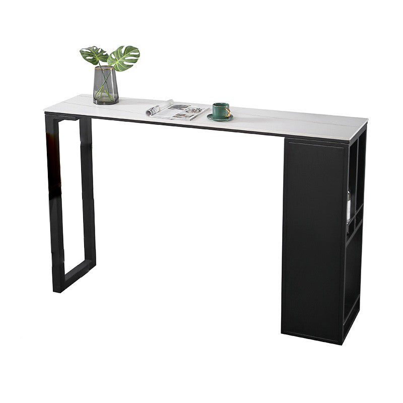 Industrial Style Bistro Bar Desk Stone Rectangle Pub Table for Cafe and Breakroom
