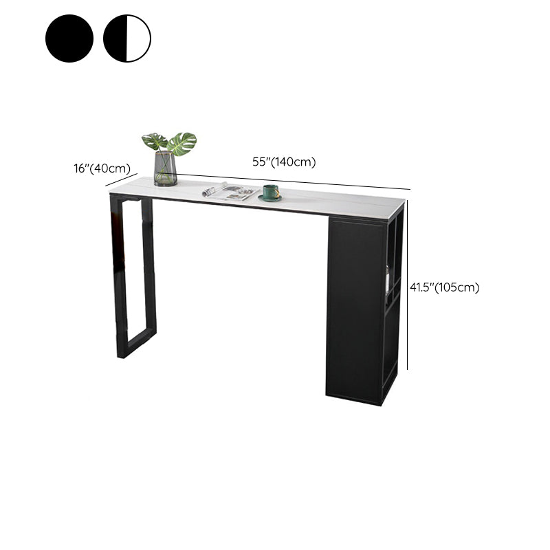 Industrial Style Bistro Bar Desk Stone Rectangle Pub Table for Cafe and Breakroom