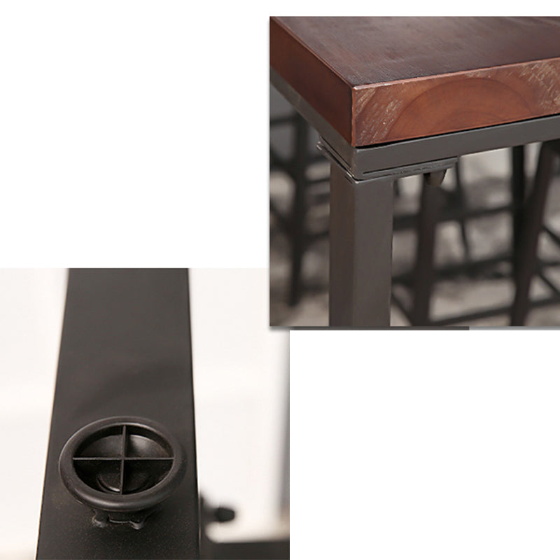 Industrial Solid Wood Bistro Bar Table Rectangle Metal Base Bar Table