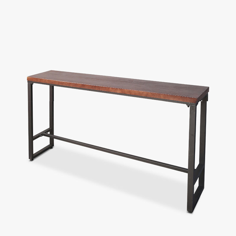 Industrial Solid Wood Bistro Bar Table Rectangle Metal Base Bar Table