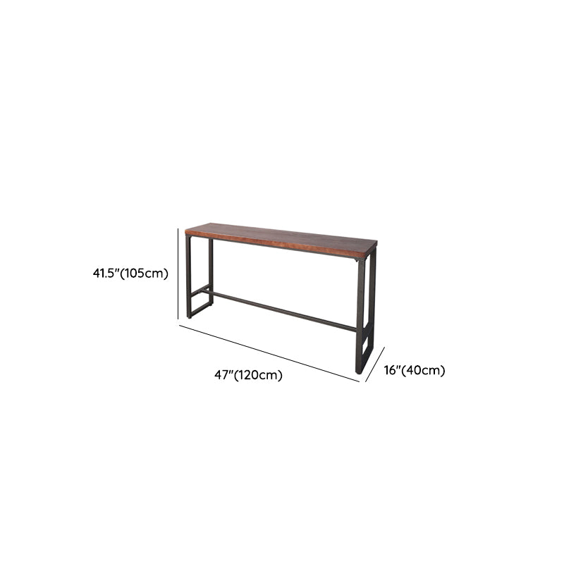 Industrial Solid Wood Bistro Bar Table Rectangle Metal Base Bar Table