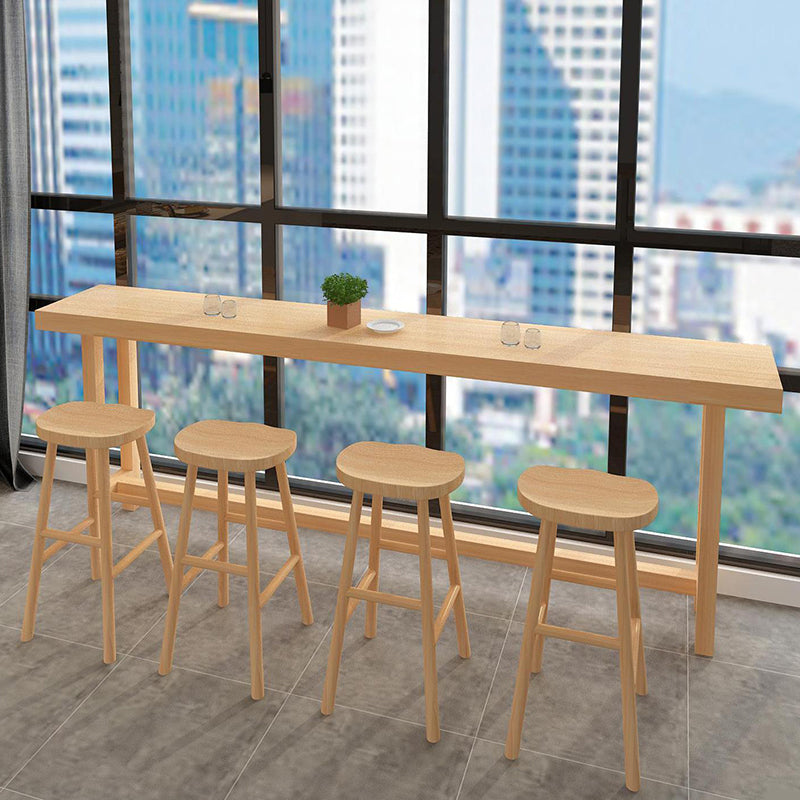 Natural Solid Wood Bar Dining Table Rectangle Bar Height Pub Table