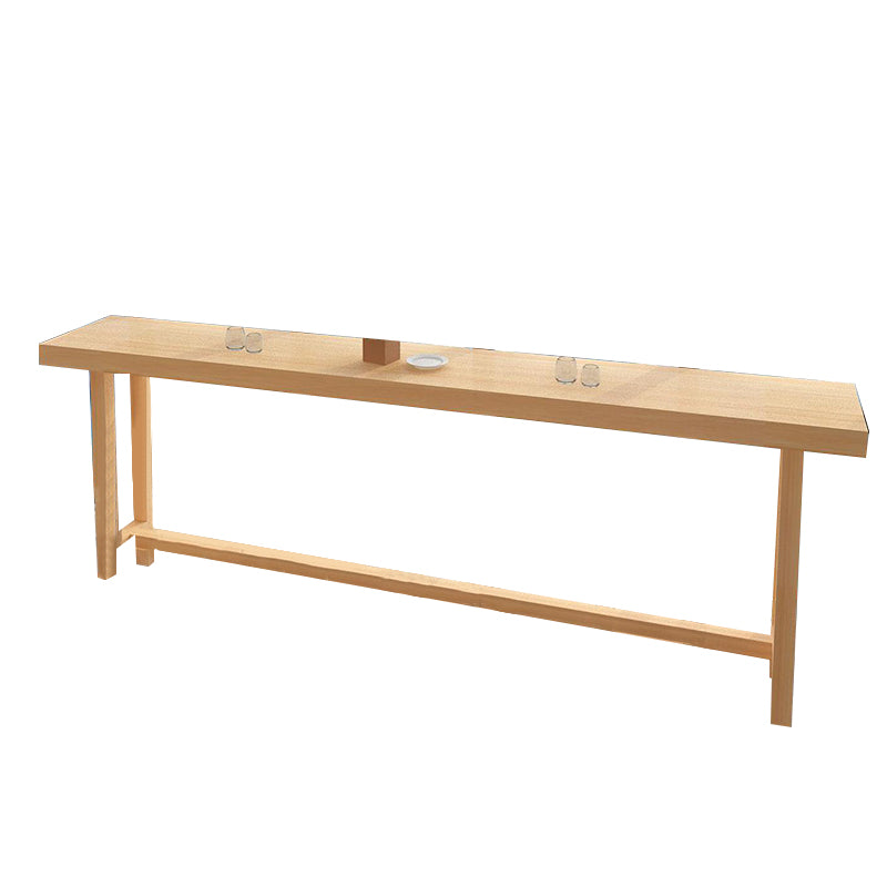 Natural Solid Wood Bar Dining Table Rectangle Bar Height Pub Table