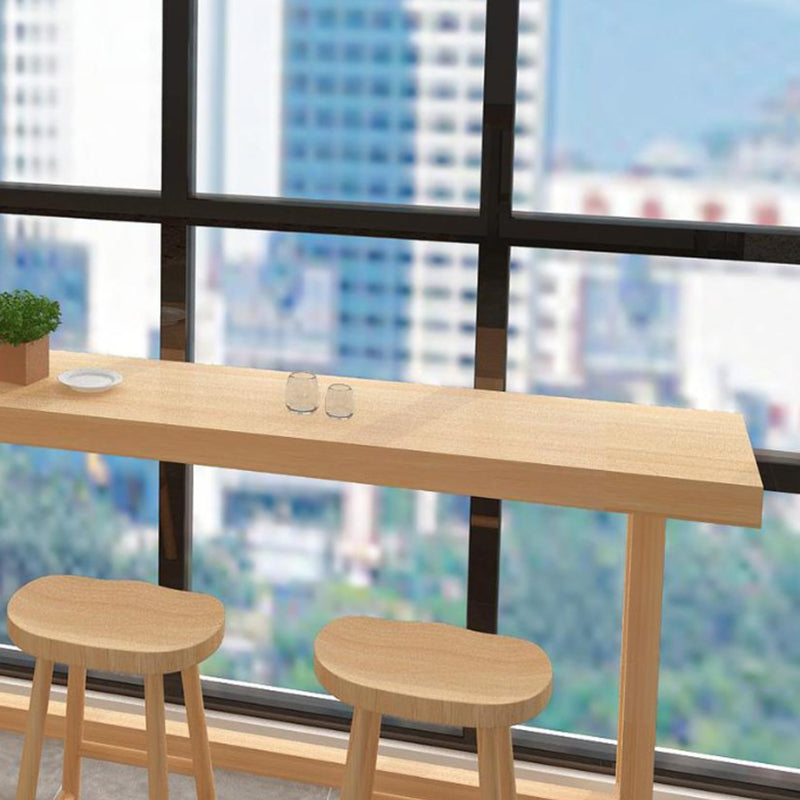 Natural Solid Wood Bar Dining Table Rectangle Bar Height Pub Table