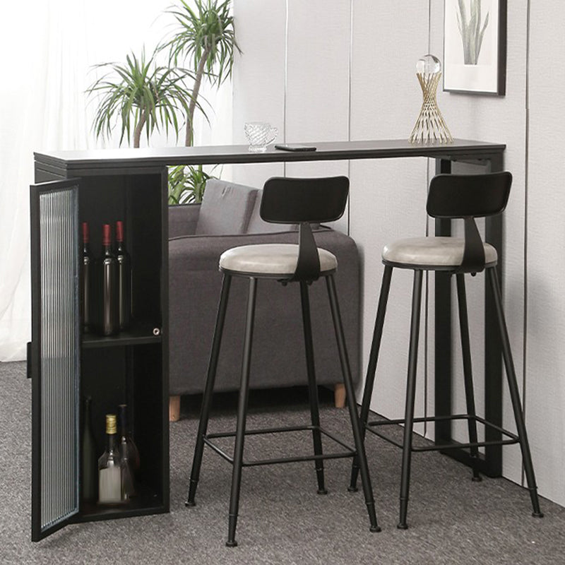 Modern Sintered Stone Bar Table Rectangle Dining Table with Storage Shelves