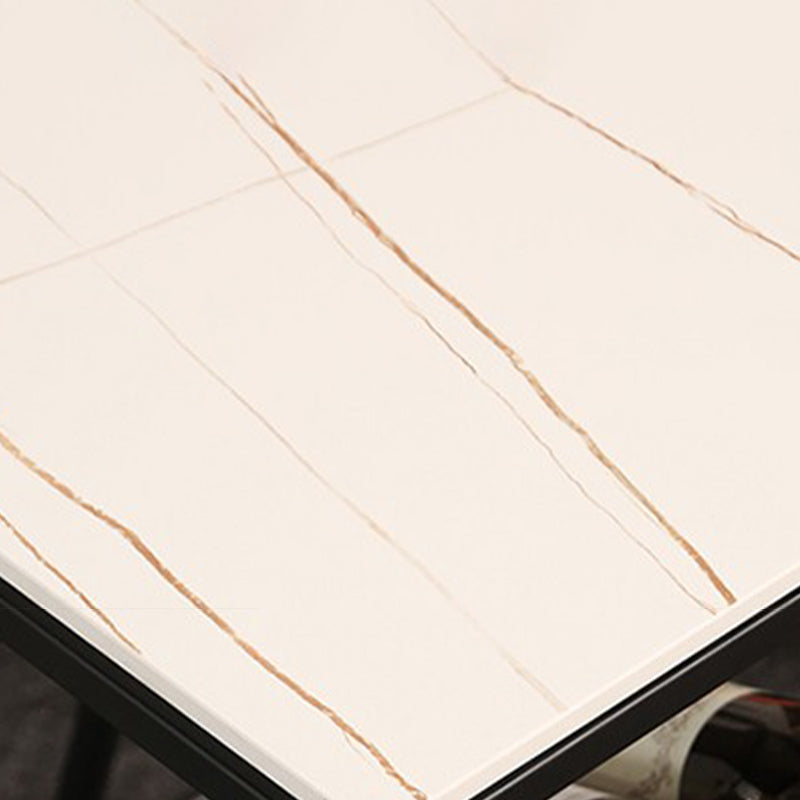 Modern Sintered Stone Bar Table Rectangle Dining Table with Storage Shelves