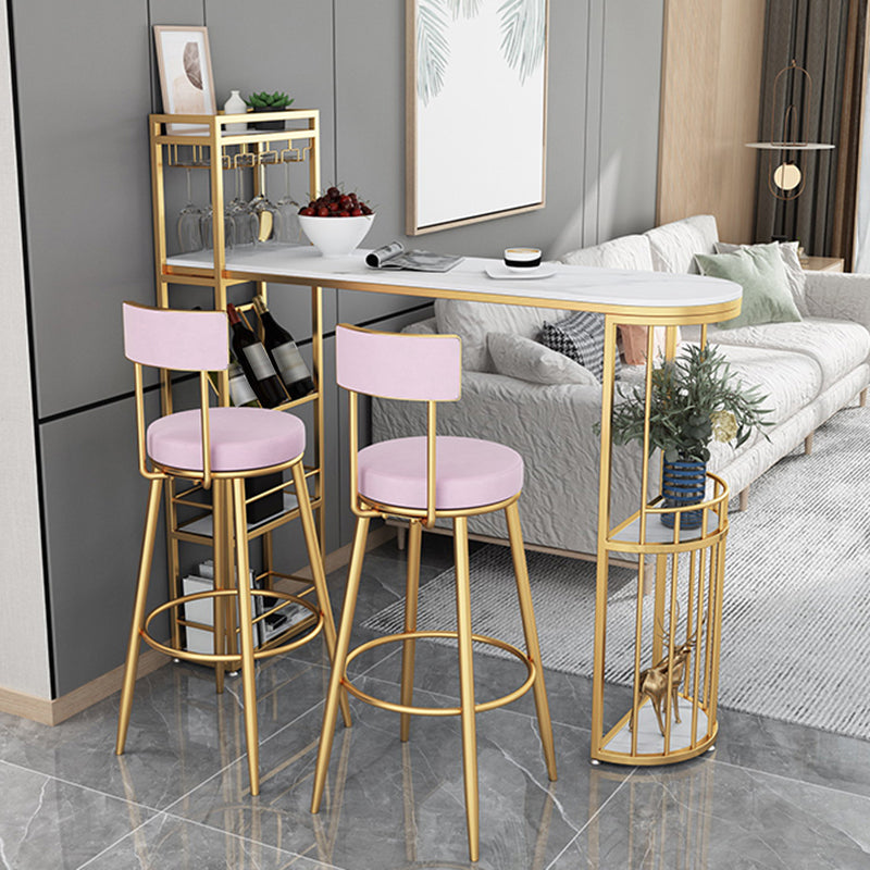 Stone Top Bistro Bar Table Rectangle Bar Table with Wine Rack