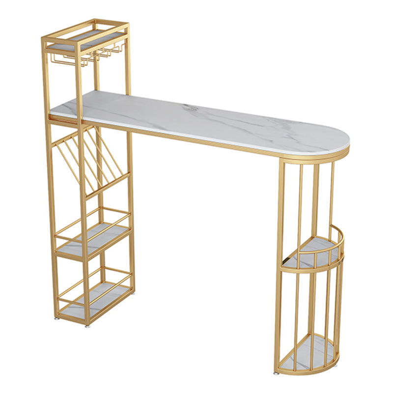 Stone Top Bistro Bar Table Rectangle Bar Table with Wine Rack