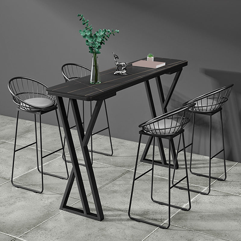 Modern Style Bistro Bar Table Rectangle Stone Top Bar Table for Dining Room