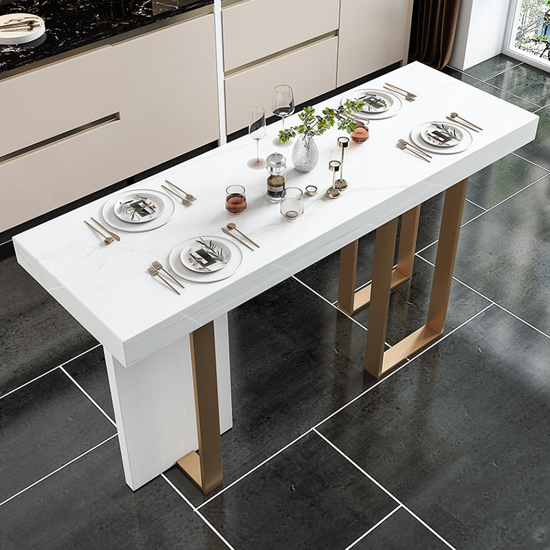 Faux Marble Bistro Bar Table Rectangle White Bar Table for Home