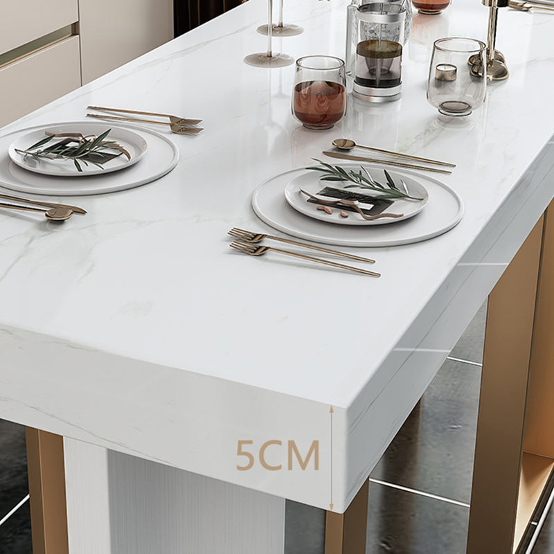 Faux Marble Bistro Bar Table Rectangle White Bar Table for Home