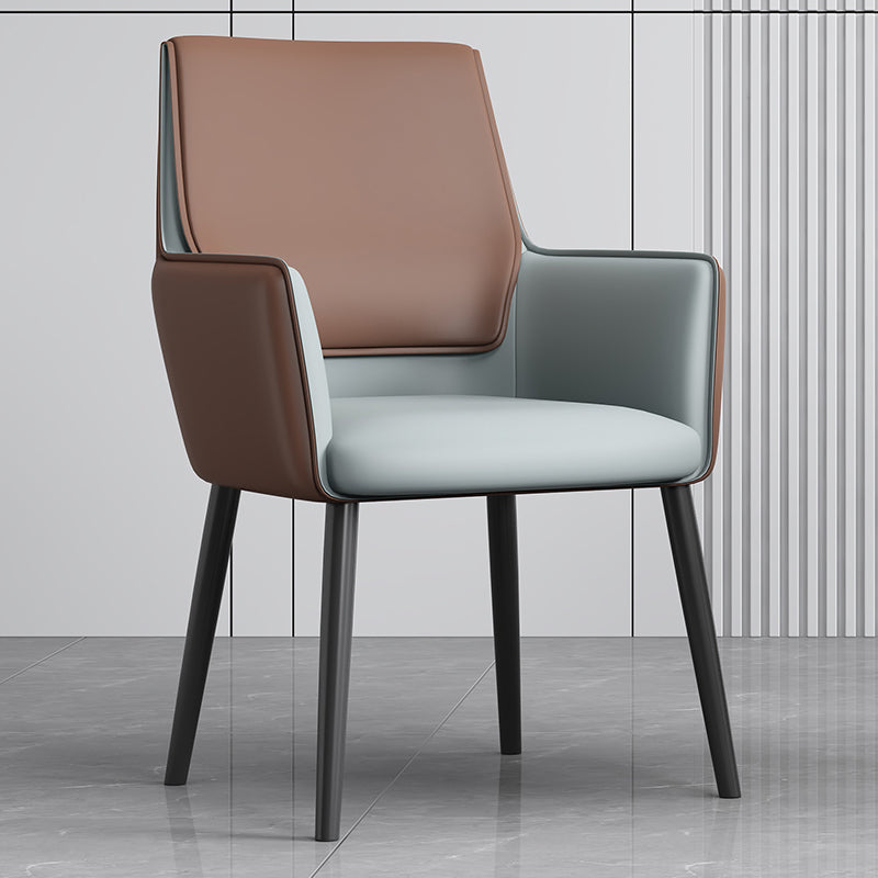 Faux Leather Upholstered Chair Contemporary Kitchen Dining Arm Chair