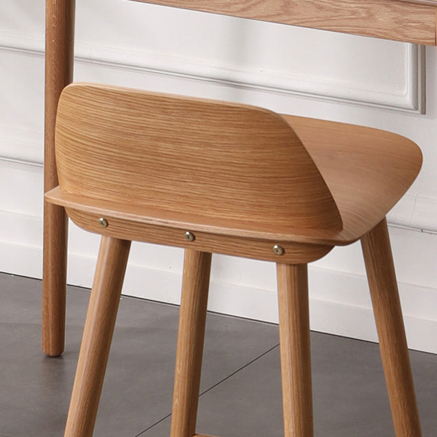 Indoor Oak Solid Wood Bar Stool Modern Armless Low Back Stool