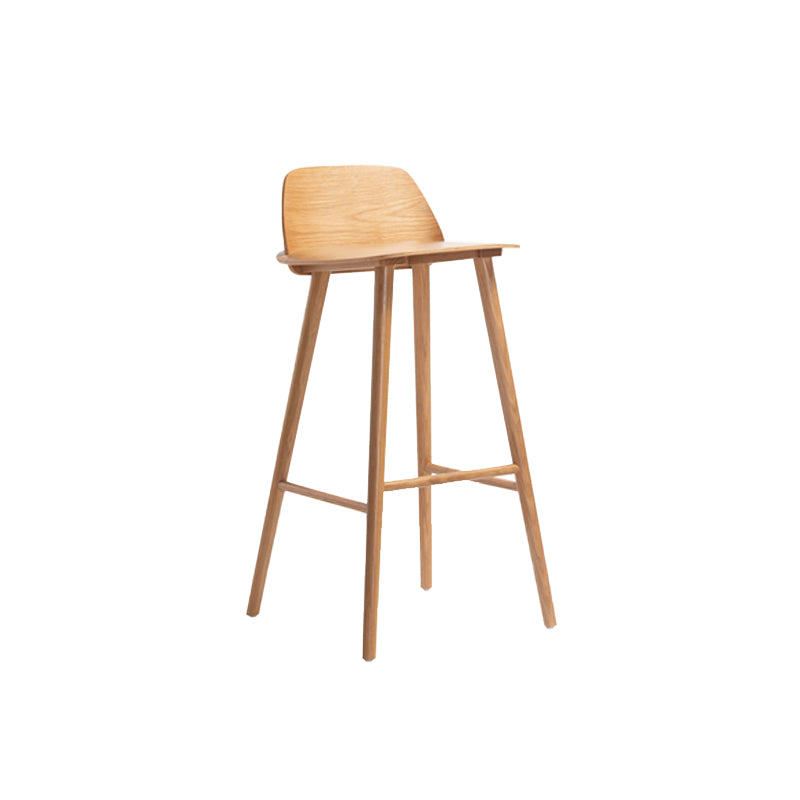 Indoor Oak Solid Wood Bar Stool Modern Armless Low Back Stool
