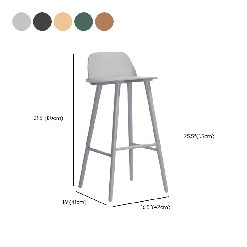 Indoor Oak Solid Wood Bar Stool Modern Armless Low Back Stool