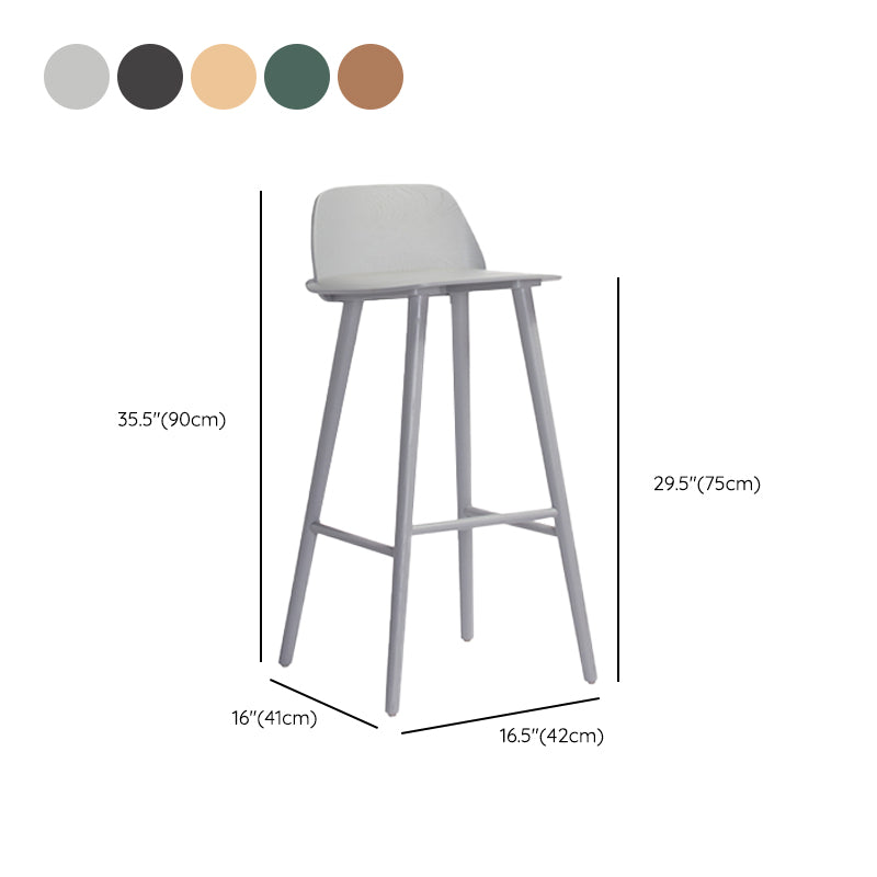 Indoor Oak Solid Wood Bar Stool Modern Armless Low Back Stool